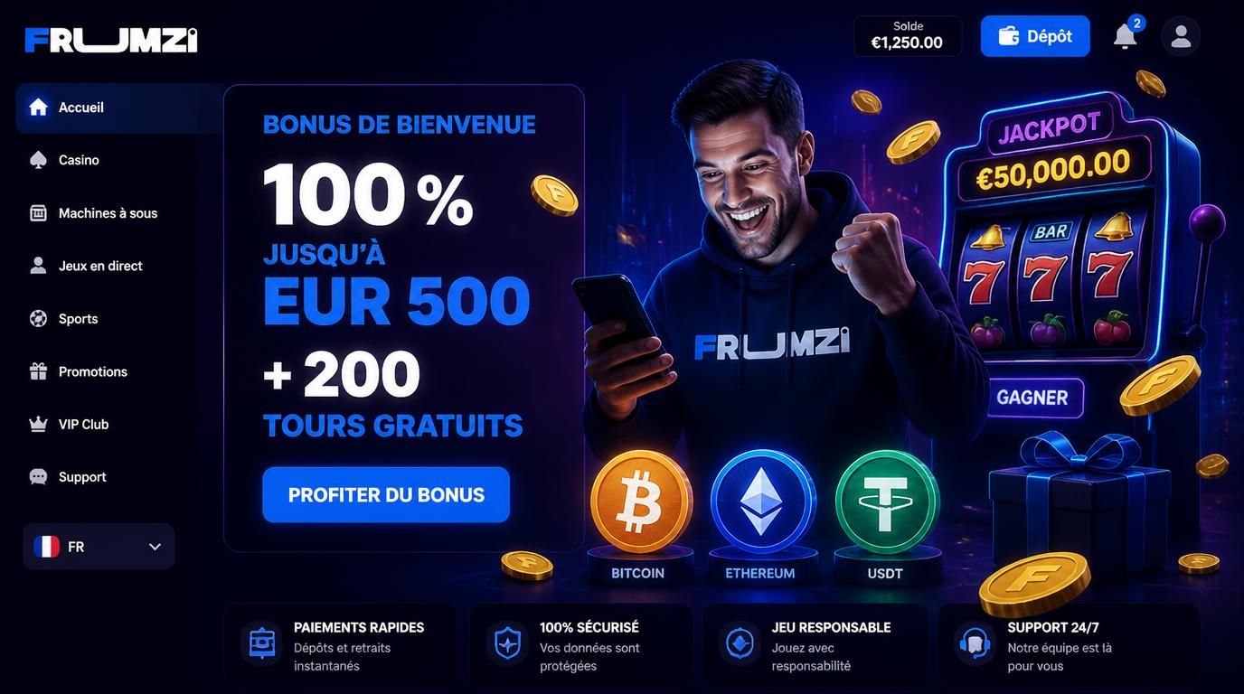  joueur recevant bonus bienvenue crypto sur fond de machine à sous et pièces d’or 